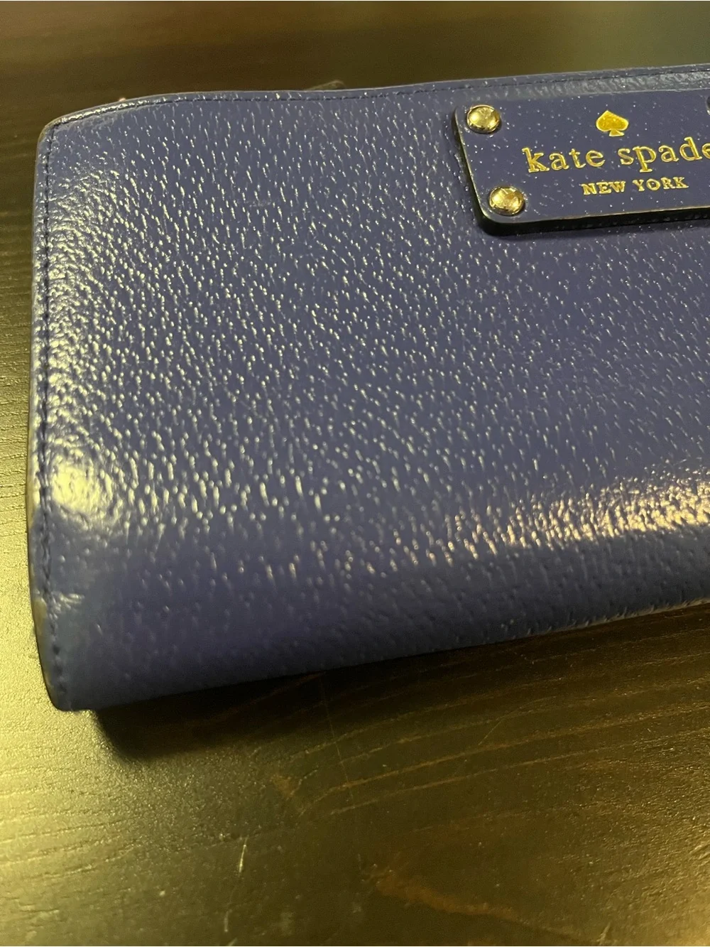 EUC Kate Spade Wellesley Layton Cobalt Blue Leather Wristlet Wallet